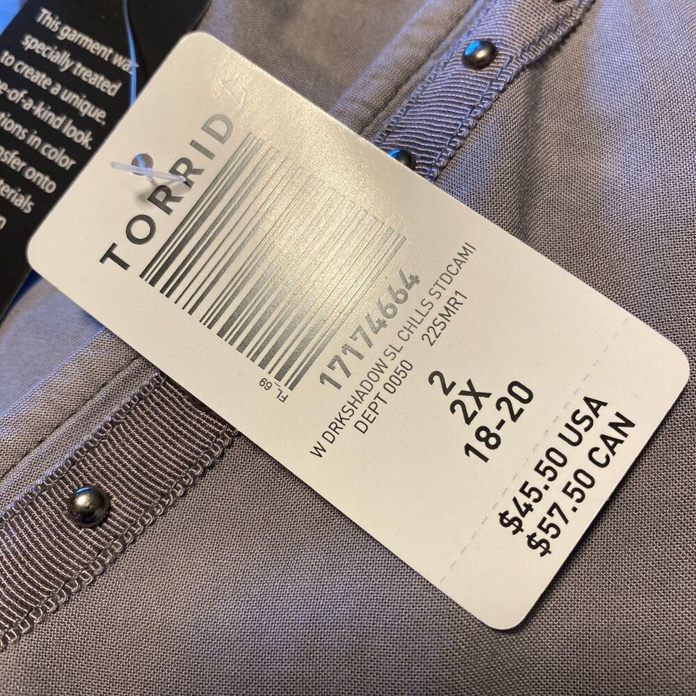 Torrid Women's Challis Camisole Top Size 2 (18/20) Grey Studded Swing NWT - Picture 12 of 12